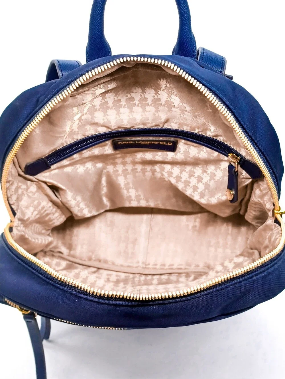 New MayBelle Nylon Gabardine & Leather Laptop Backpack By Karl Lagerfeld Paris